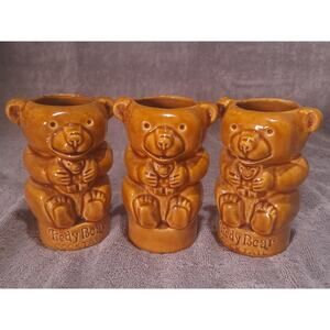 Tiedy Bear Cocktail Mugs Set of 3 Geo M Tiedy Tiki Barware - Excellent Condition
